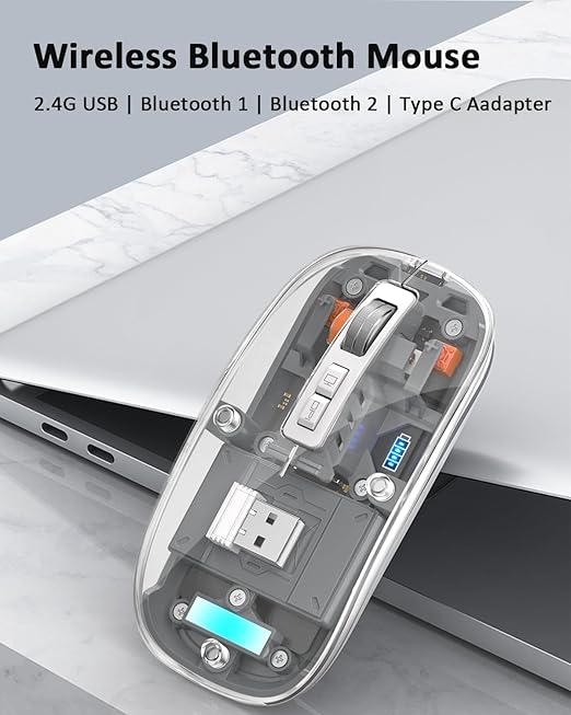 Transparent Wireless and Bluetooth Rechargeable Mouse