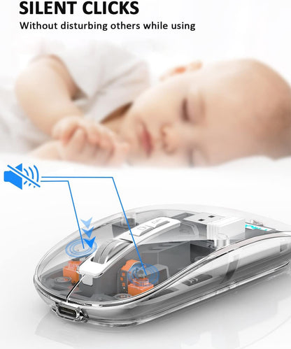 Transparent Wireless and Bluetooth Rechargeable Mouse