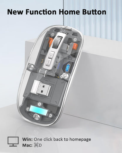 Transparent Wireless and Bluetooth Rechargeable Mouse