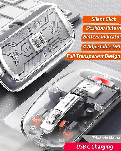Transparent Wireless and Bluetooth Rechargeable Mouse